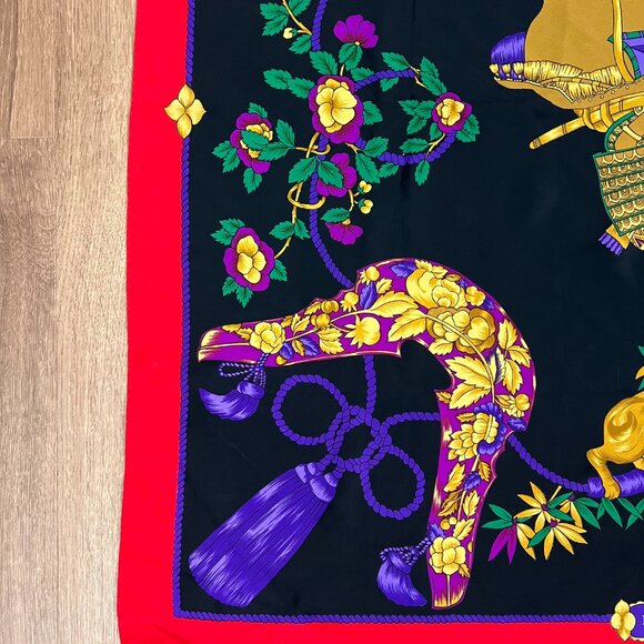 EUC Hermes Paris Multicolored Vintage Scarf with Samurai and Tiger - Picture 5 of 12